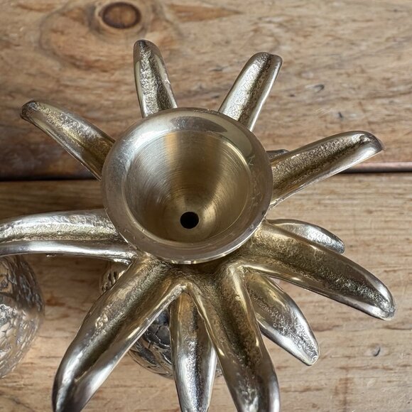 Vintage MCM Solid Brass Pineapple Candlestick Holders Set Of 2 - Picture 6 of 11